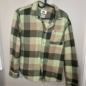 Quiksilver Green and Tan Flannel Shirt